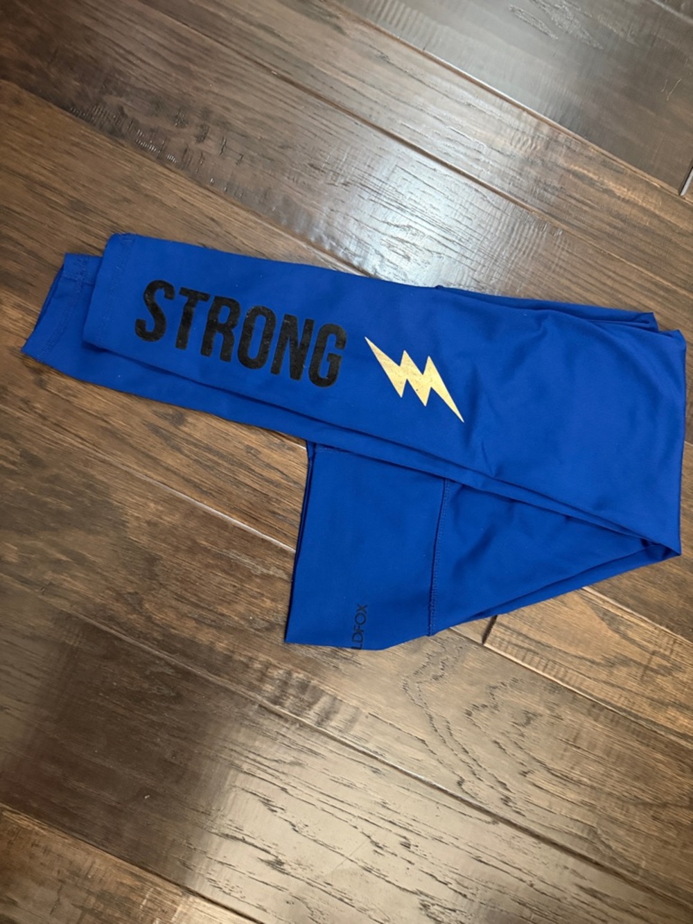 Wildfox Leggings Blue 'STRONG' with Gold Lightning